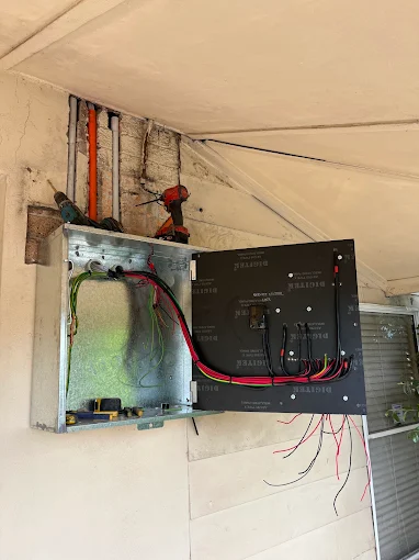commercial electrical installation work being carried out in a Newcastle business
